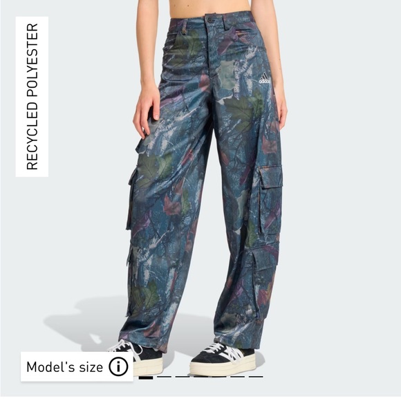 ADIDAS Leaf Camo Satin Print Cargos - Picture 1 of 7
